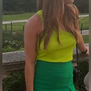 Zara Lime Green One Shoulder Top